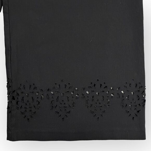 INC International Concepts Cropped‎ Pants Women Size 10 Black Laser Cut Hem - Picture 4 of 13